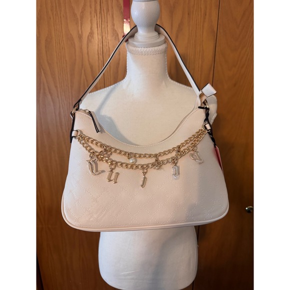 Juicy Couture Handbags - Juicy Couture Sprinkle of Juicy Hobo Bag Soft White Monogram Gold Chain Charms